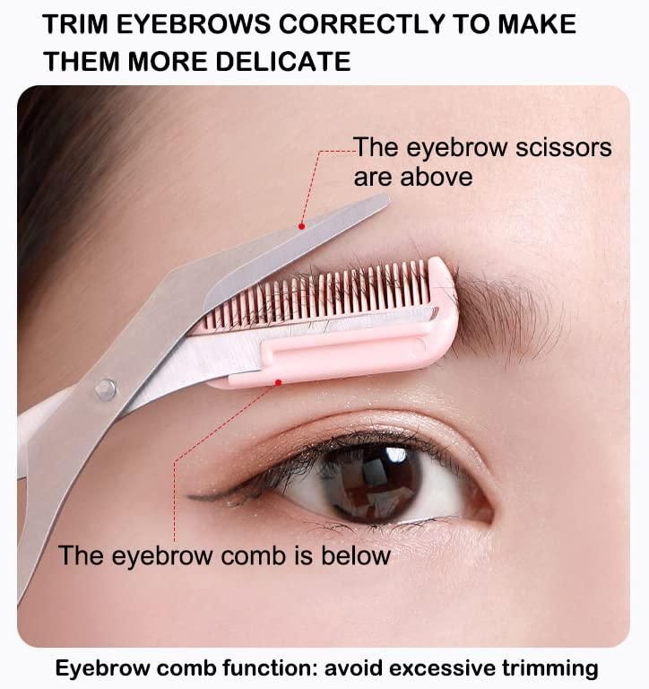 Stainless Steel Eyebrow Shaping Cut Scissors Comb Hair Remover